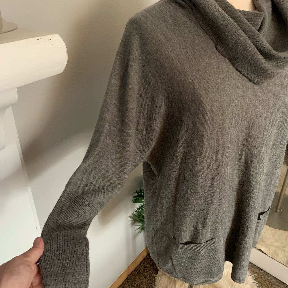 Women’s Oversized Gray Wool Cowl neck sweater XS S career Casual Warm Cozy - Picture 7 of 13